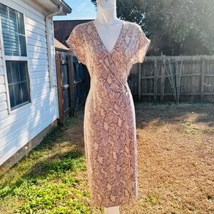 MICHAEL MICHAEL KORS Animal Print Faux Wrap Midi Dress